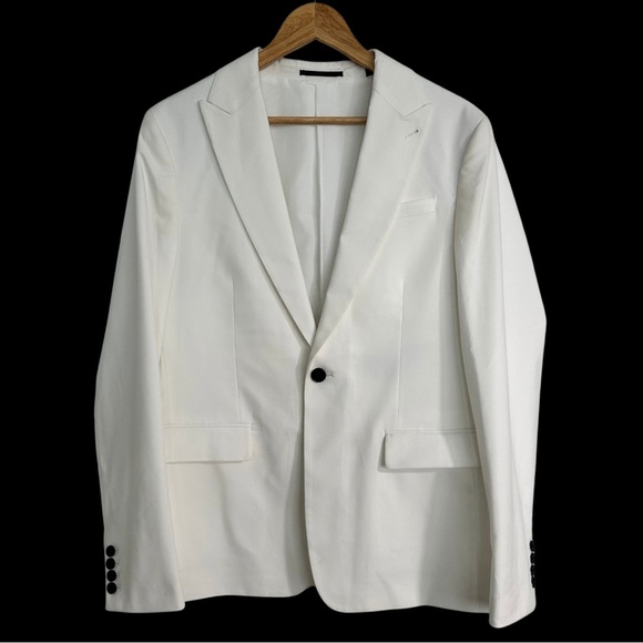 AllSaints Row Single Button Blazer SZ 36 Bone White Timeless NWOT Retail $445.00 - Picture 1 of 11